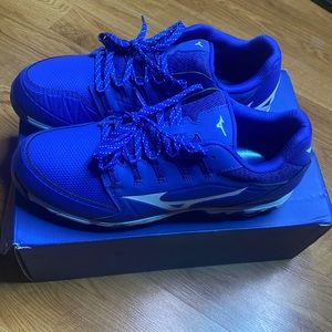 Brand new blue metal softball cleats